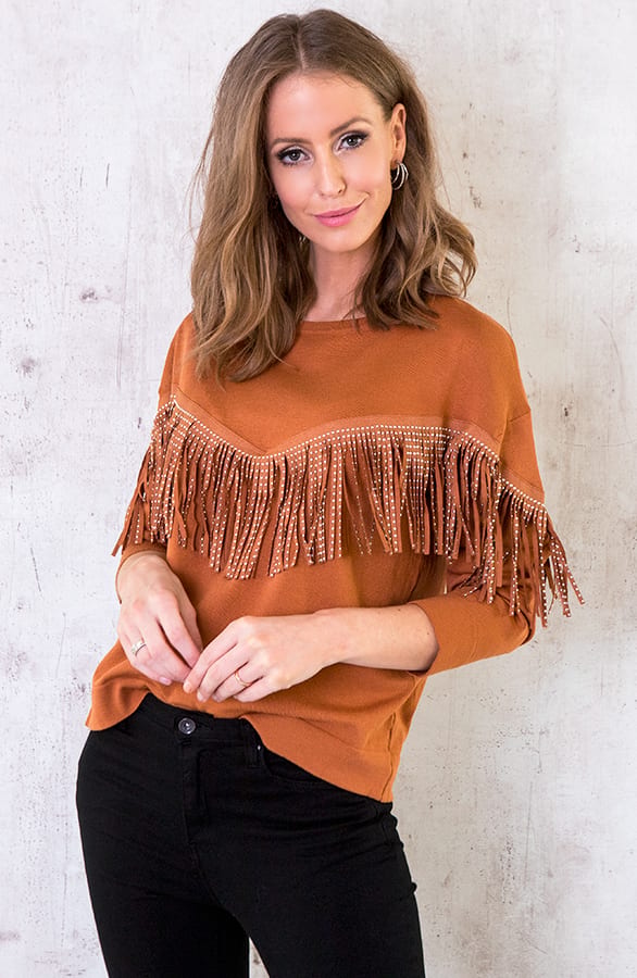 Franje Studs Trui Camel – shoparchief, foto 2