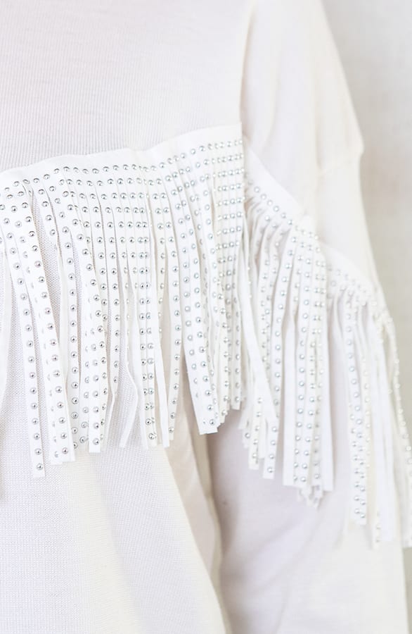 Franje Studs Trui Creme – shoparchief, foto 5
