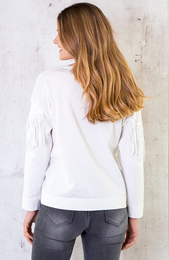 Franje Studs Trui Creme – shoparchief, foto 4