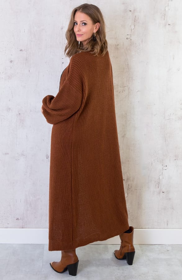 Gebreid Vest Lang Cognac – shoparchief, foto 6