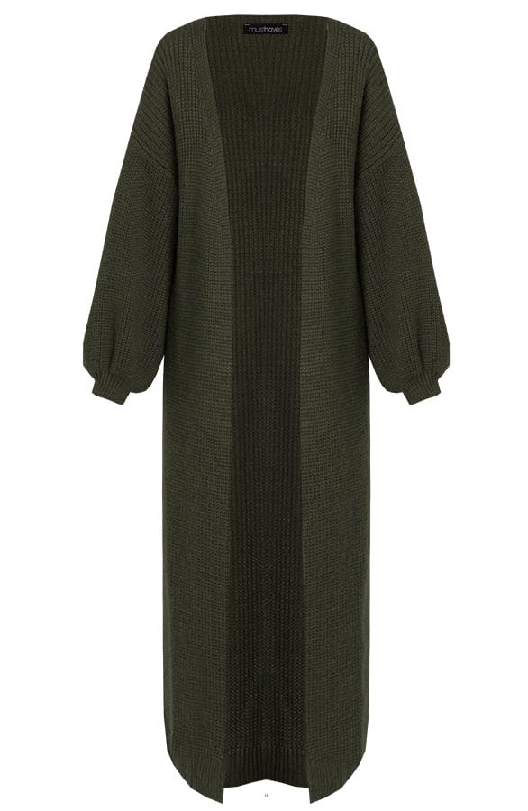Gebreid Vest Lang Legergroen – shoparchief, foto 7