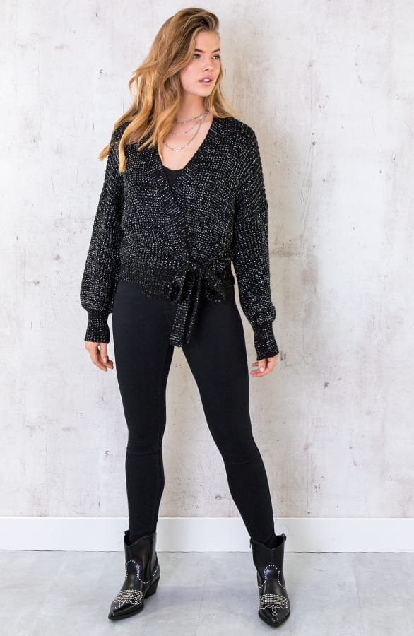 Gebreid Wikkelvest Lurex Zwart – shoparchief, foto 3