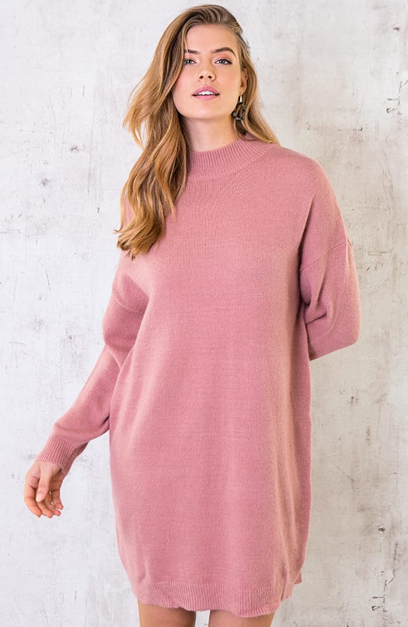 Gebreide Tuniek Dames Oud Roze – shoparchief, foto 1