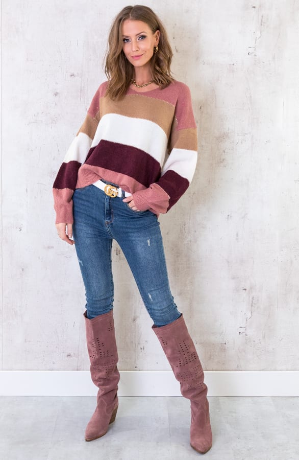 Gestreepte Dames Trui Roze – shoparchief, foto 3