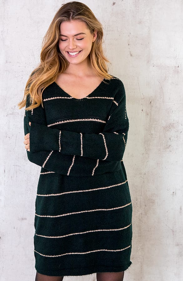 Gestreepte Oversized Tuniek Smaragd – shoparchief, foto 1