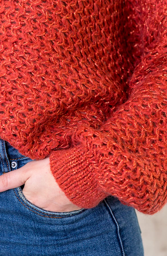 Glitter Trui Gehaakt Terracotta – shoparchief, foto 4