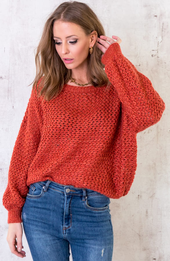 Glitter Trui Gehaakt Terracotta – shoparchief, foto 2