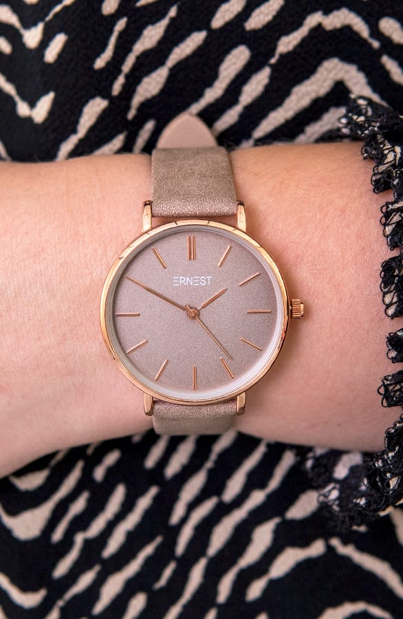 Horloge Leer Deluxe Taupe – shoparchief, foto 2
