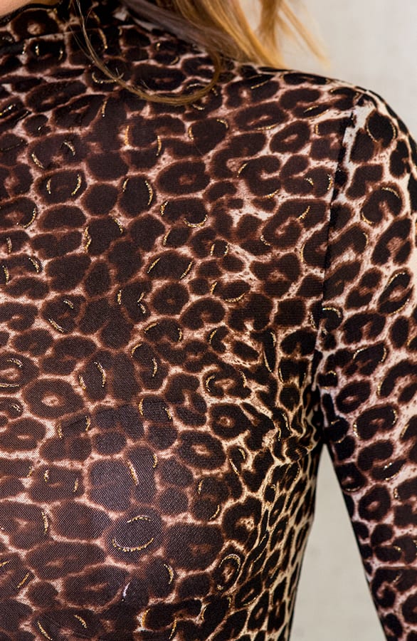 Leopard Mesh Top Bruin – shoparchief, foto 4