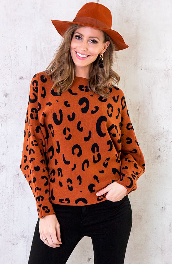Leopard Oversized Trui Terracotta – shoparchief, foto 1