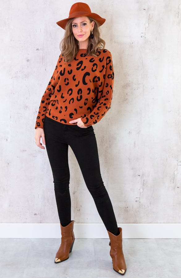 Leopard Oversized Trui Terracotta – shoparchief, foto 4