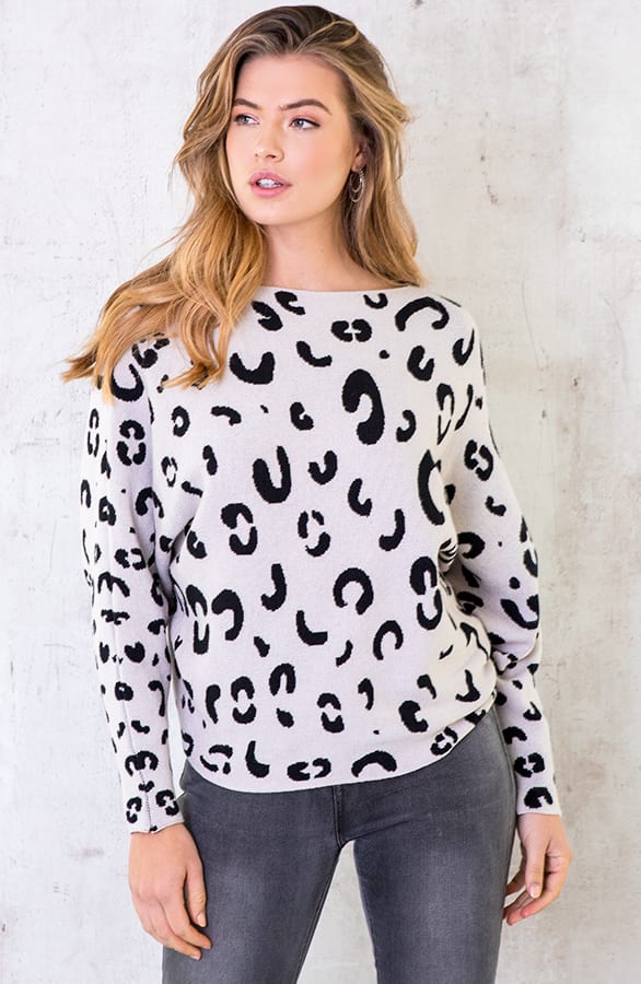 Leopard Oversized Trui Creme Zwart – shoparchief, foto 2