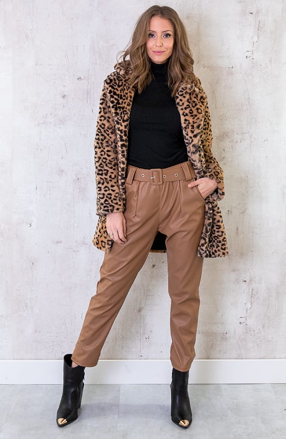 Leren Broek Met Riem Camel – shoparchief, foto 4