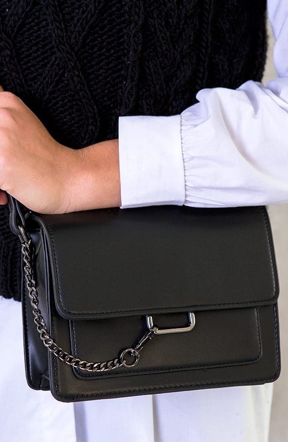 Leren Chain Tas Zwart – shoparchief, foto 1