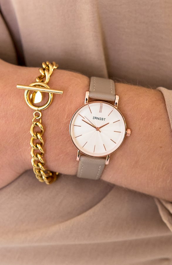Leren Horloge Dames Taupe – shoparchief, foto 2