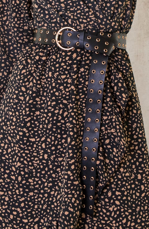 Leren Riem Lang Zwart Goud – shoparchief, foto 2