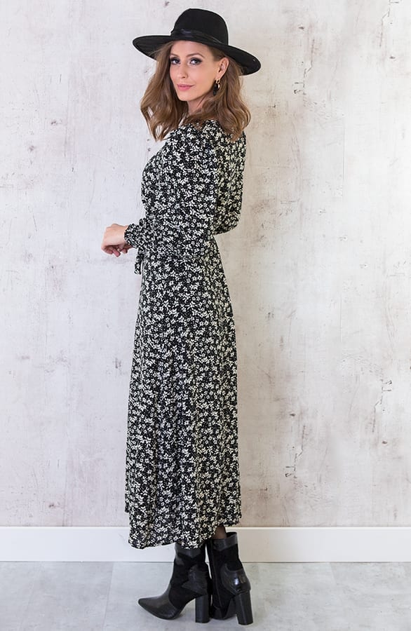 Maxi Bloemen Jurk Met Pofmouwen Wit – shoparchief, foto 3