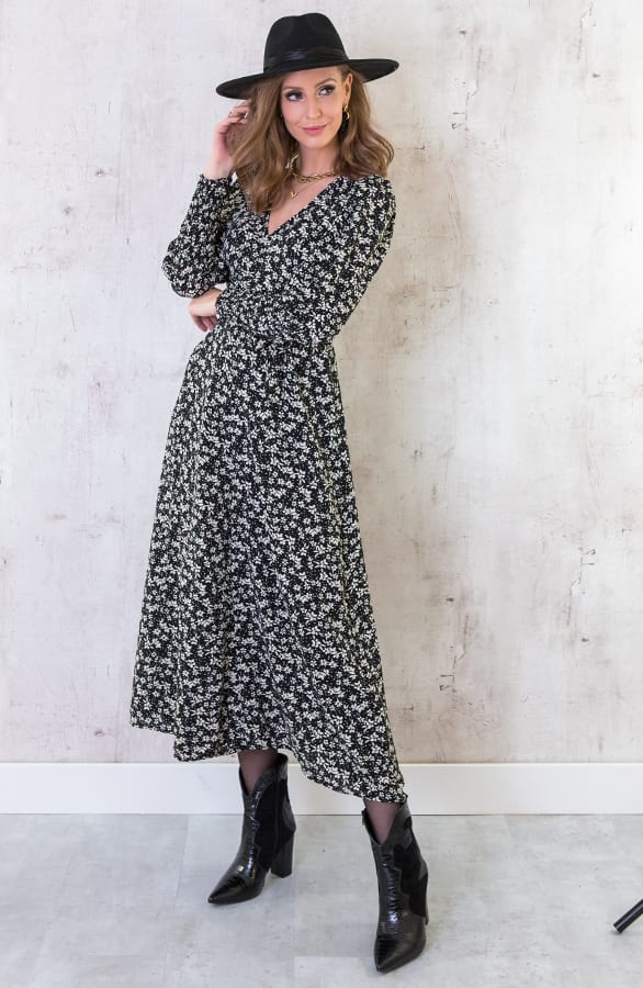 Maxi Bloemen Jurk Met Pofmouwen Wit – shoparchief, foto 2