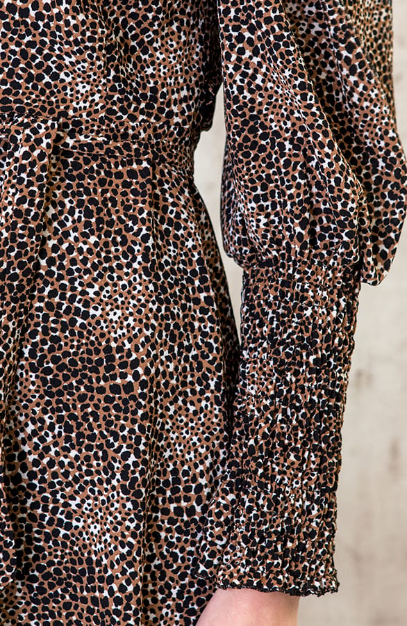 Maxi Cheetah Jurk Met Pofmouwen – shoparchief, foto 5