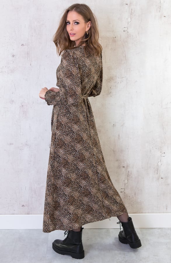 Maxi Cheetah Jurk Met Pofmouwen – shoparchief, foto 3
