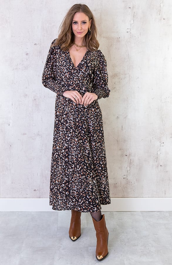 Maxi Panter Jurk Met Pofmouwen – shoparchief, foto 5