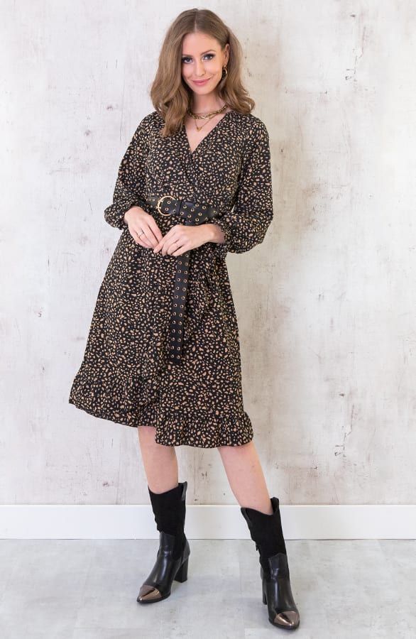 Jurk Cheetah Zwart Camel – shoparchief, foto 1