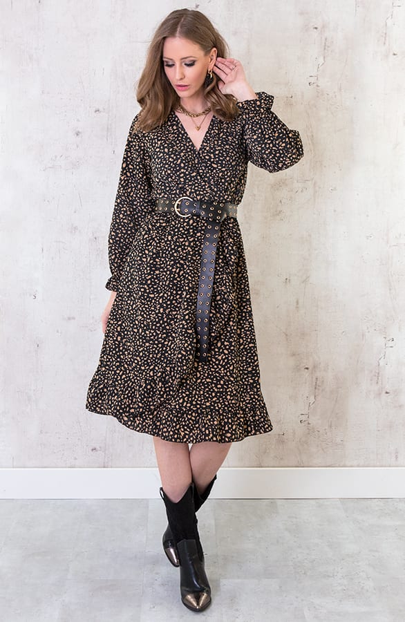 Jurk Cheetah Zwart Camel – shoparchief, foto 2