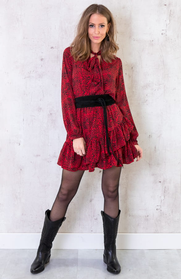 Panter Jurk Met Strik Rood – shoparchief, foto 2