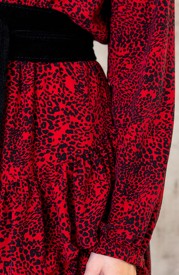 Panter Jurk Met Strik Rood – shoparchief, foto 4