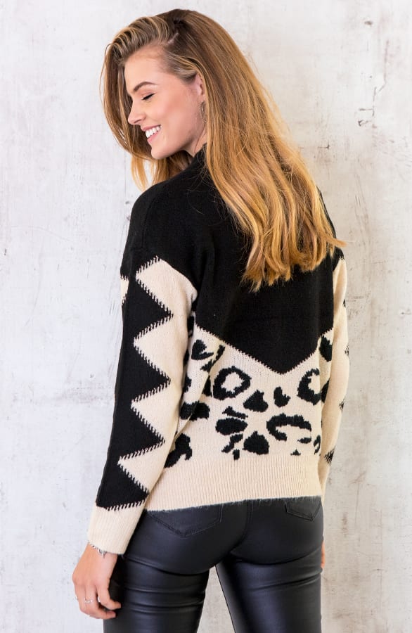 Panter Trui Zwart Beige – shoparchief, foto 2
