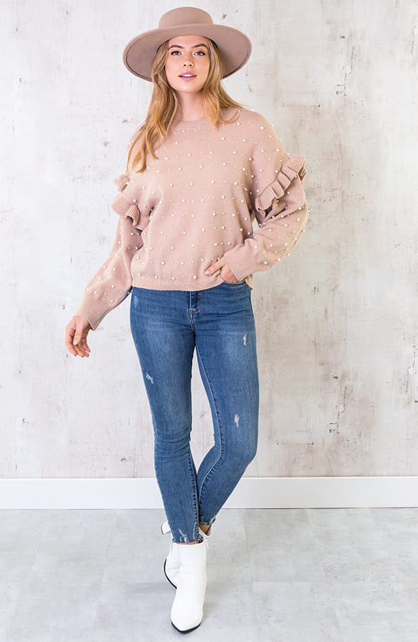 Parel Ruches Trui Taupe – shoparchief, foto 3