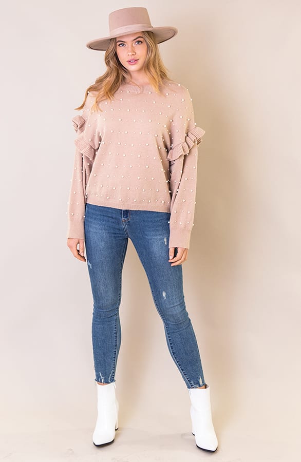 Parel Ruches Trui Taupe – shoparchief, foto 5