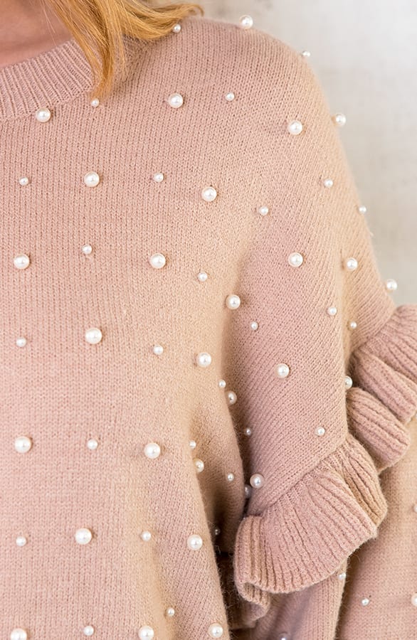 Parel Ruches Trui Taupe – shoparchief, foto 6