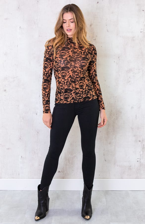 Rozen Mesh Top Zwart Cognac – shoparchief, foto 4