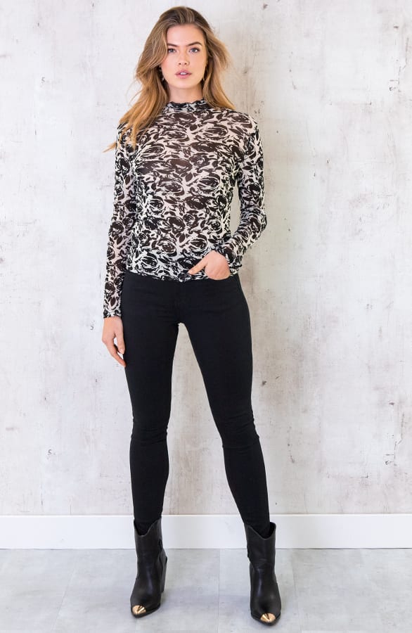 Rozen Mesh Top Zwart Creme – shoparchief, foto 3