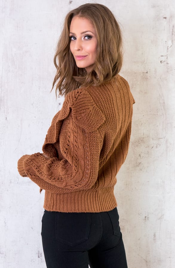 Ruches Trui Gehaakt Cognac – shoparchief, foto 3