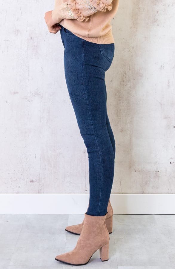 Skinny Print Jeans High Waist Blauw – shoparchief, foto 3