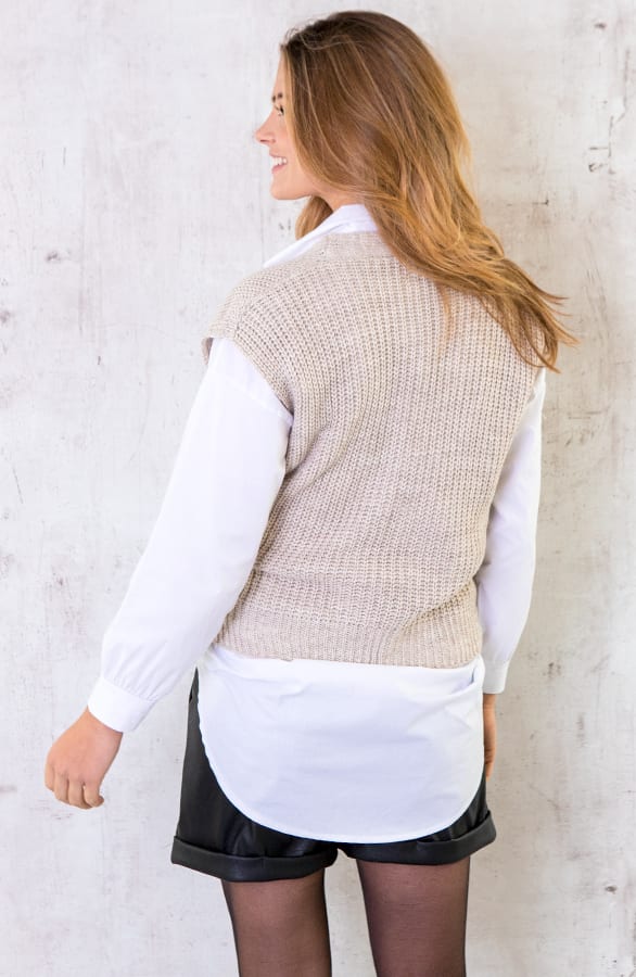 Spencer Strik Vest Beige – shoparchief, foto 4