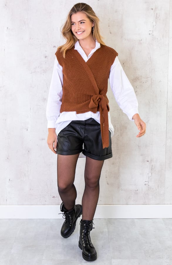 Spencer Strik Vest Cognac – shoparchief, foto 4