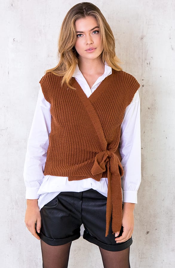 Spencer Strik Vest Cognac – shoparchief, foto 1