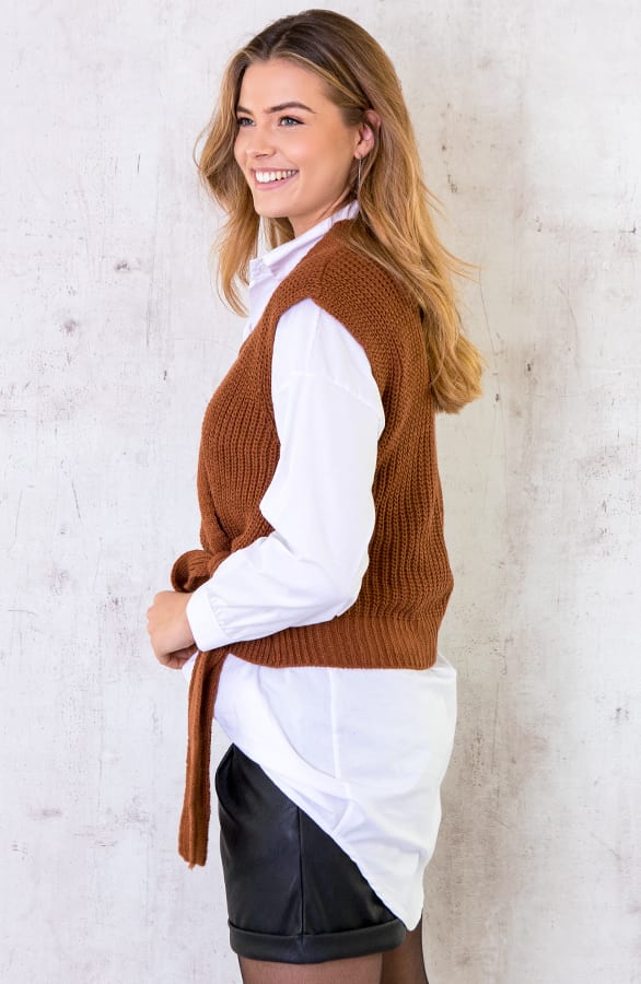 Spencer Strik Vest Cognac – shoparchief, foto 2