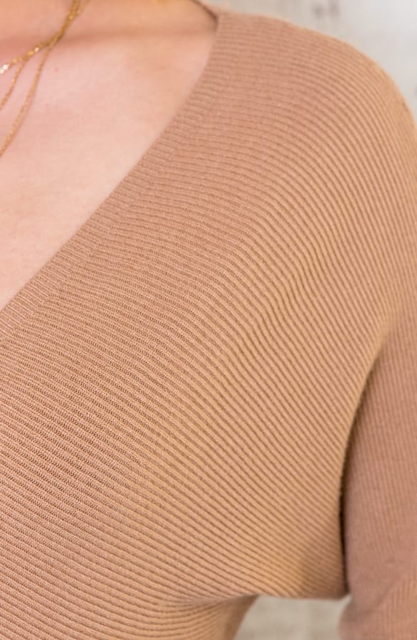 Stretch Omslag Jurk Camel – shoparchief, foto 5