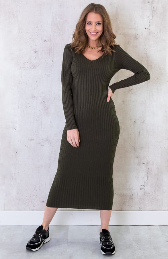 Stretch Rib Jurk Army – shoparchief, foto 5