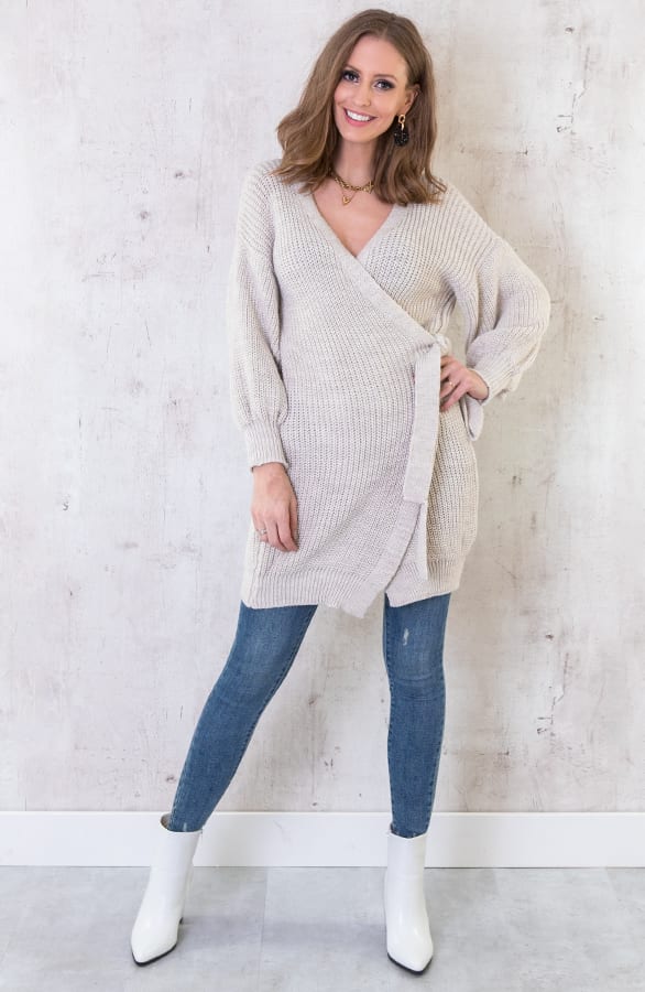 Strik Vest Gebreid Lang Beige – shoparchief, foto 2