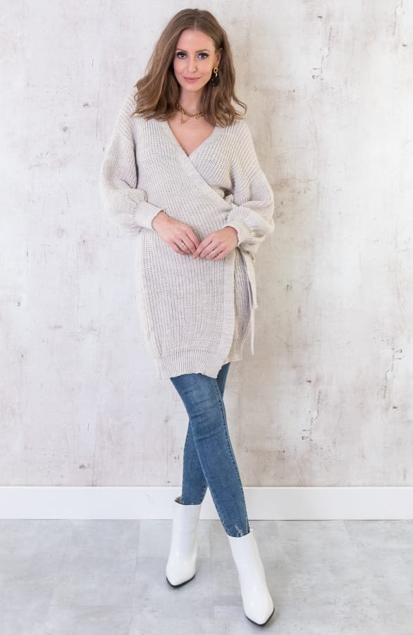 Strik Vest Gebreid Lang Beige – shoparchief, foto 1