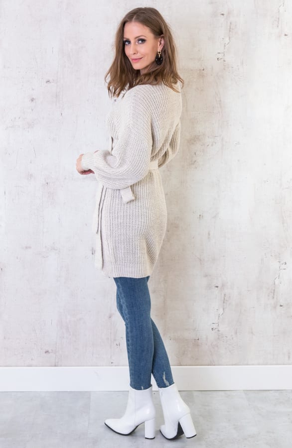 Strik Vest Gebreid Lang Beige – shoparchief, foto 3