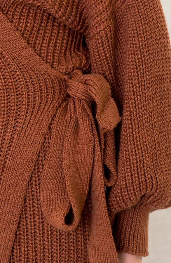 Strik Vest Gebreid Lang Cognac – shoparchief, foto 4