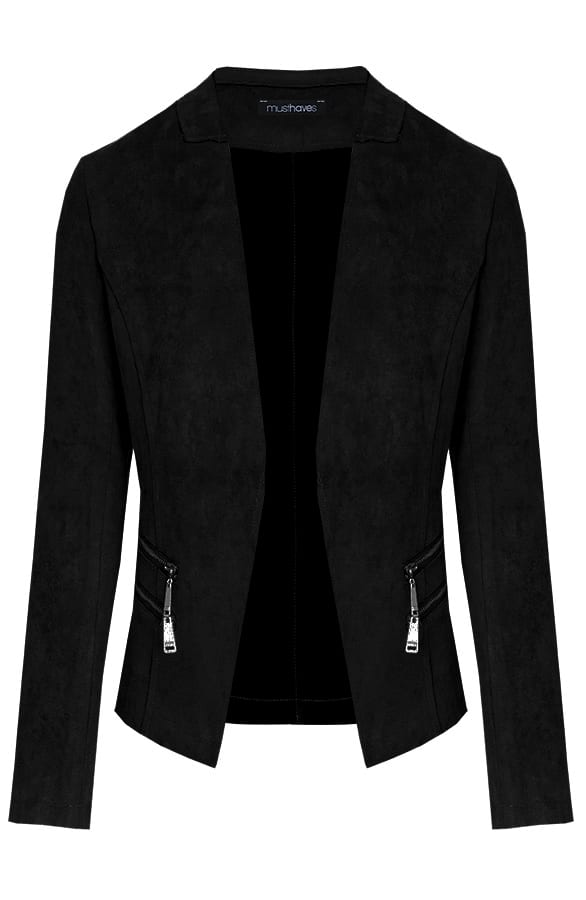 Suede Blazer Met Rits Zwart – shoparchief, foto 6
