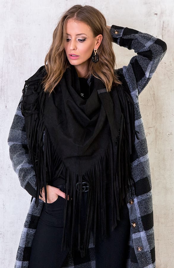 Suede Poncho Zwart – shoparchief, foto 2