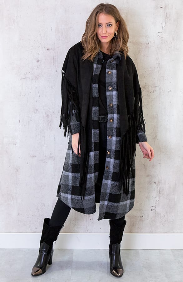 Suede Poncho Zwart – shoparchief, foto 5